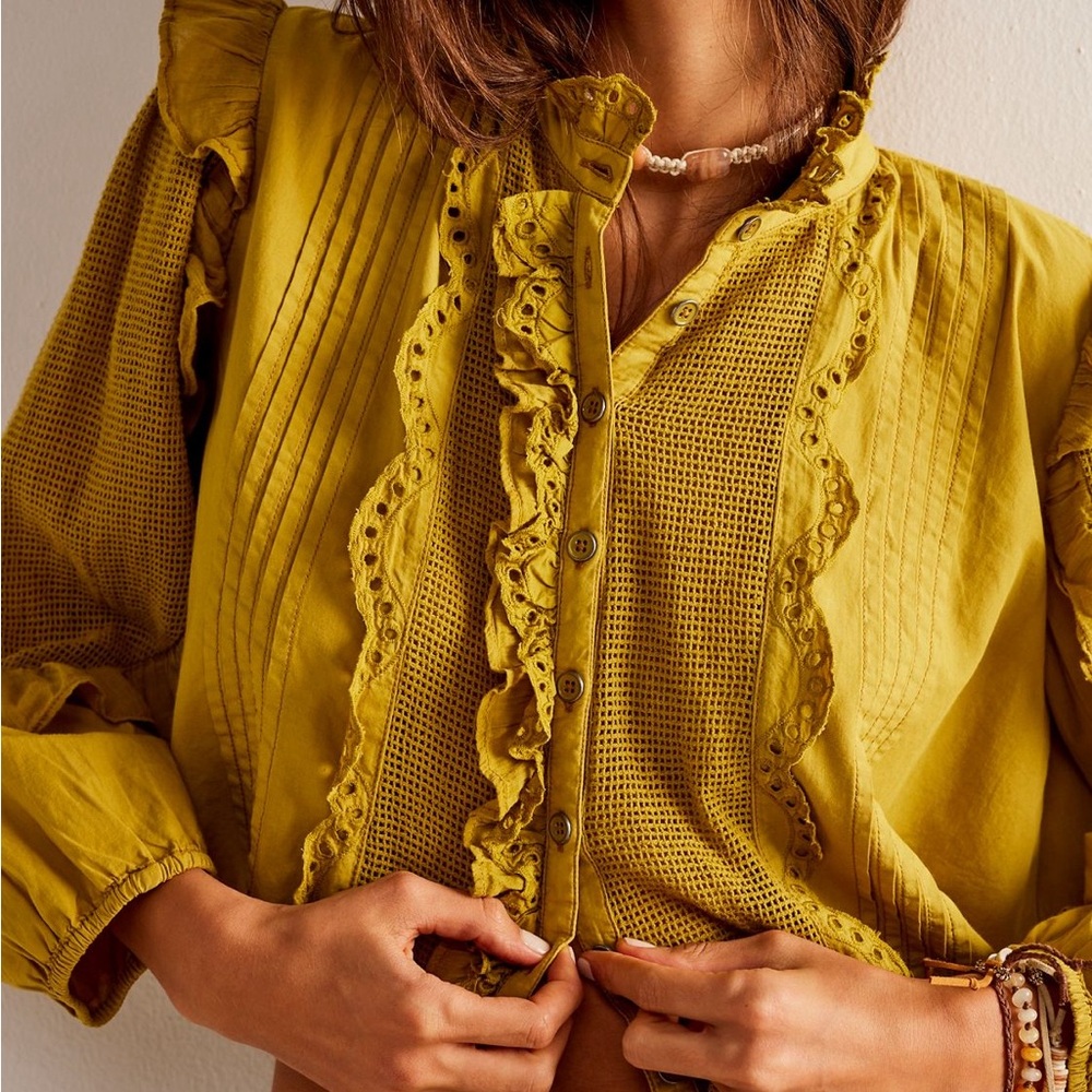 We The Free FREE PEOPLE Mar Ruffle Blouse